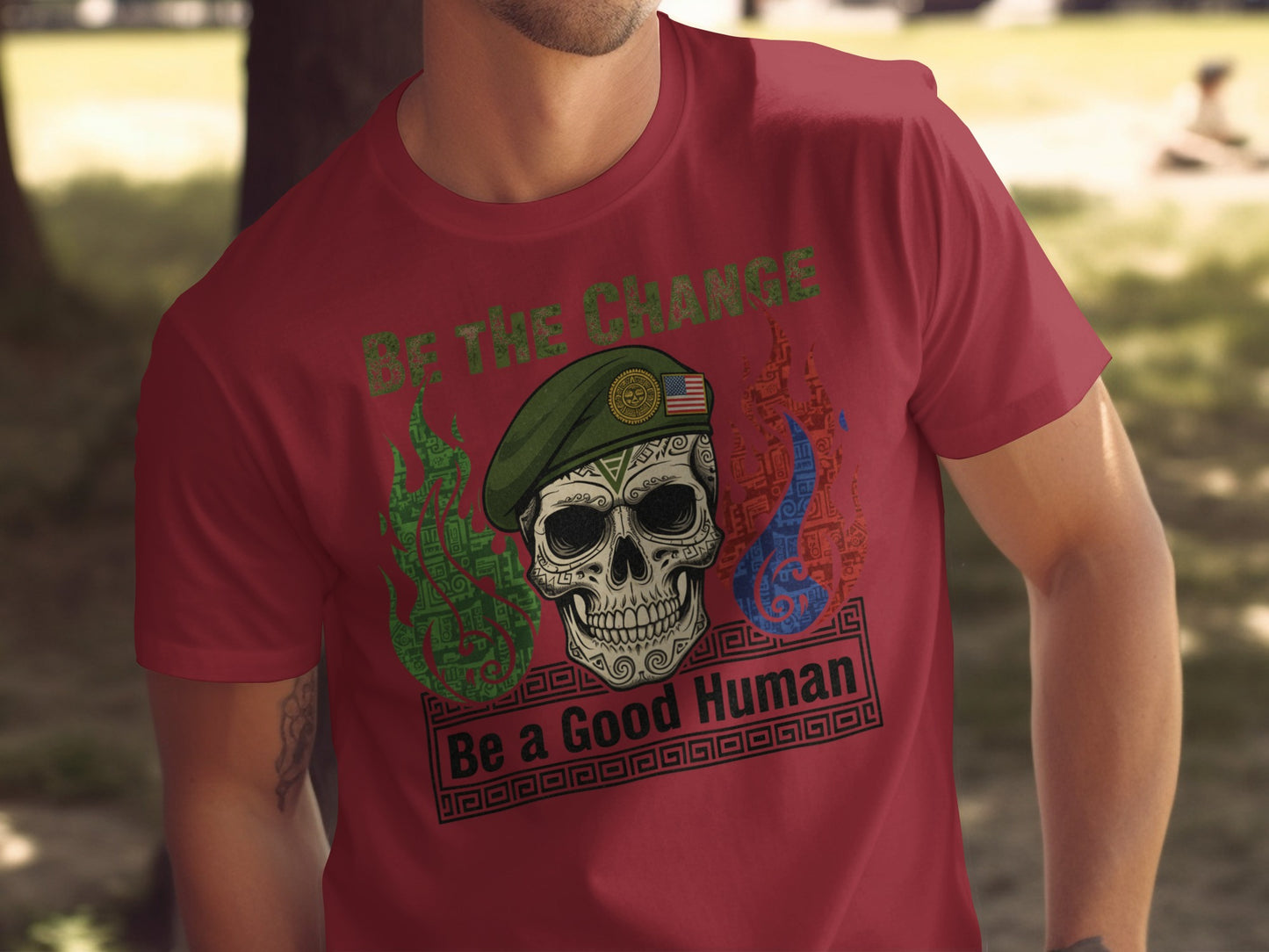 Be The Change Be a Good Human Skull T-shirt