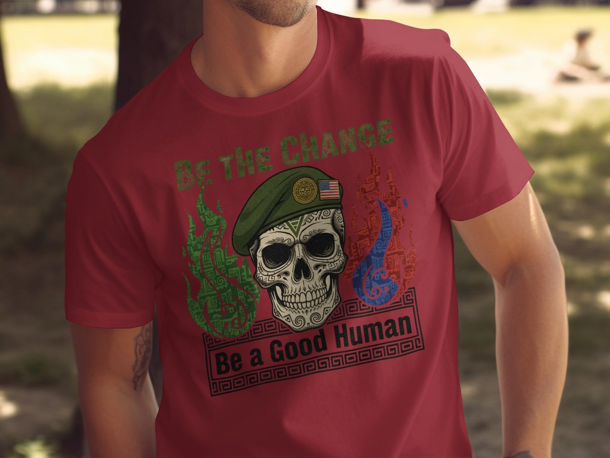 Be The Change Be a Good Human Skull T-shirt