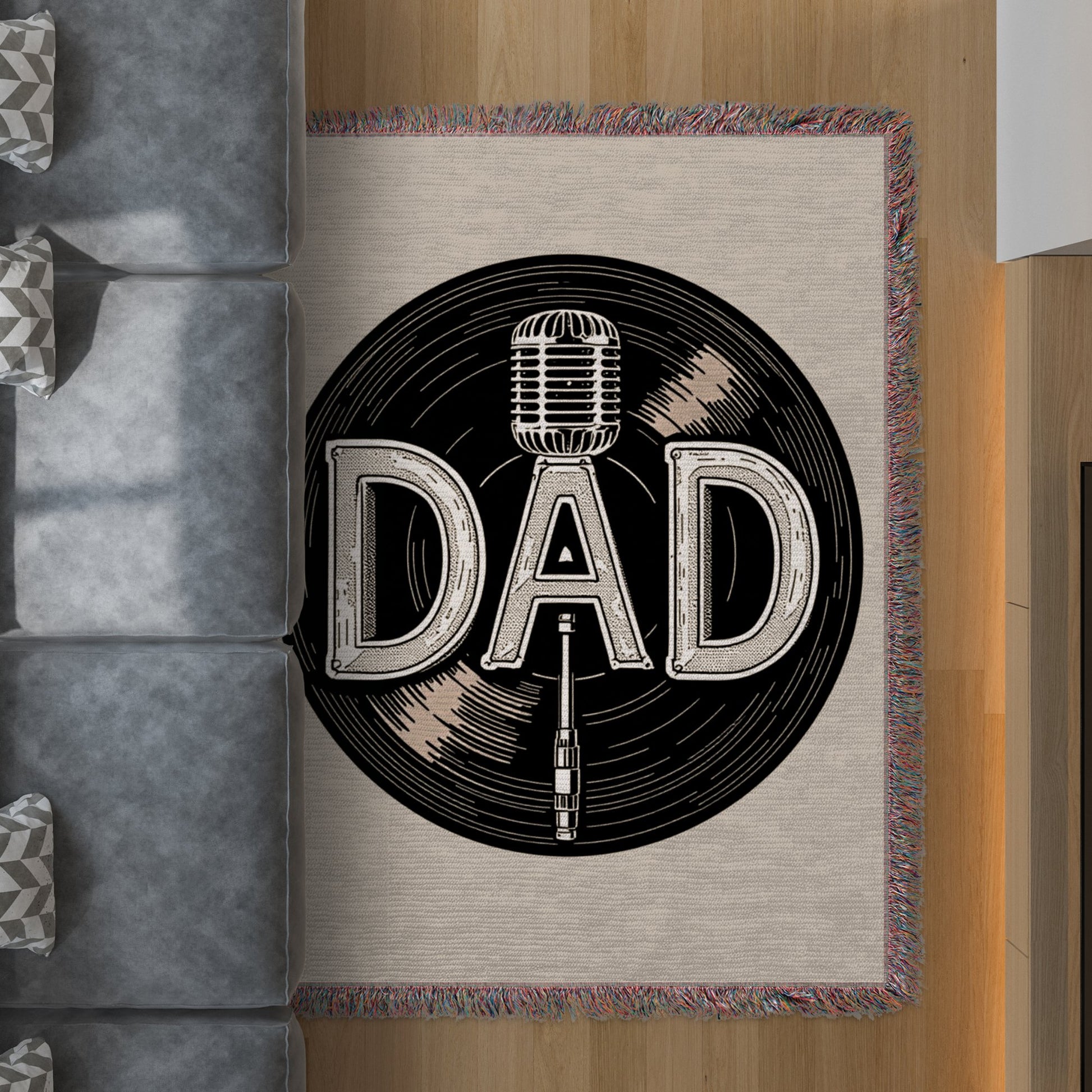 Retro Microphone Design Dad Living Room Rug product type