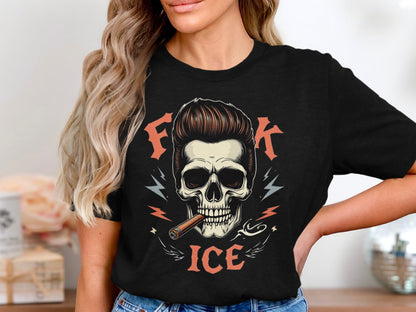 Skull with Cigar and Lightning F K Ice T-shirt product type
