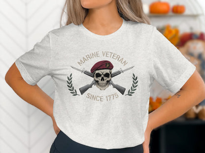 Marine Veteran Since 1775 Skull T-Shirt