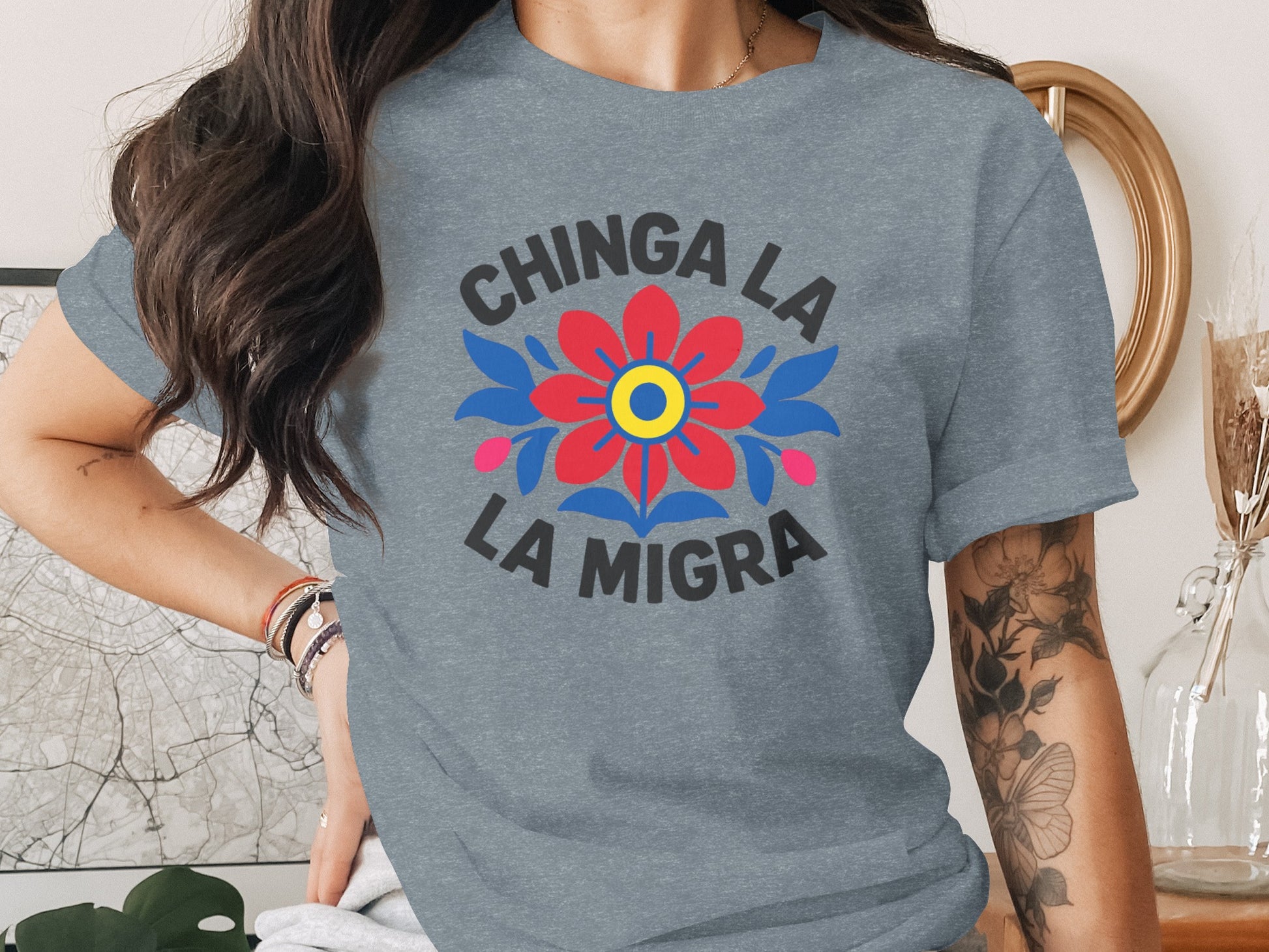 Chinga La La Migra Graphic Statement Shirt product
