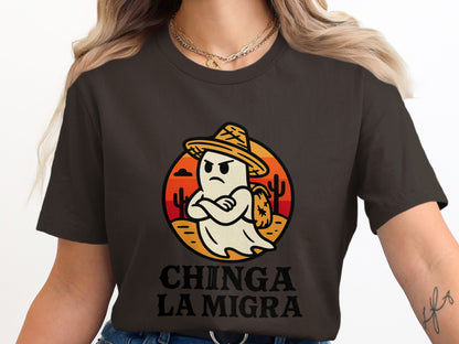 Chinga La Migra Ghost Wearing Hat T-Shirt product