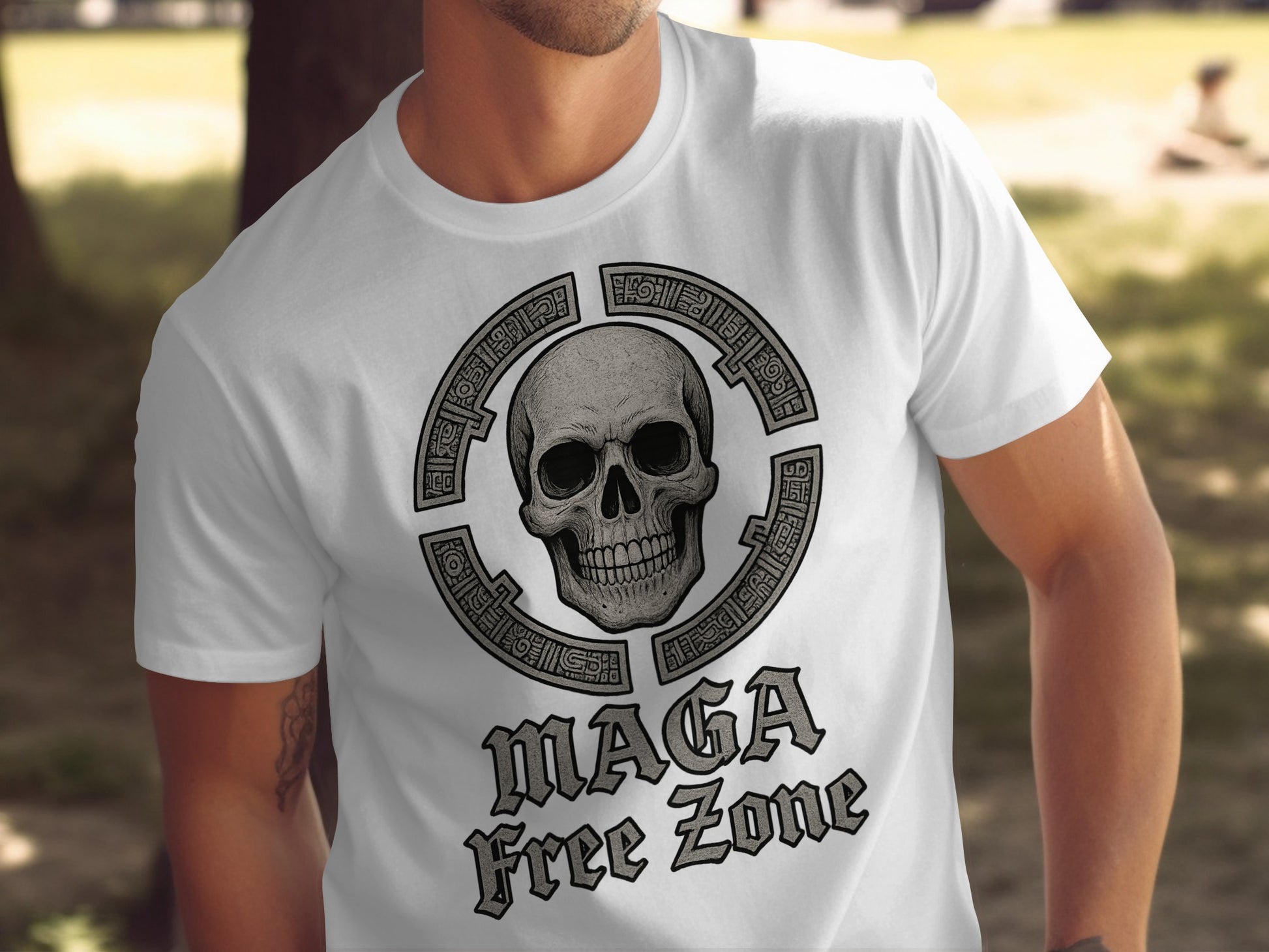 Wear the Bold MAGA Free Zone Skull Print T-shirt