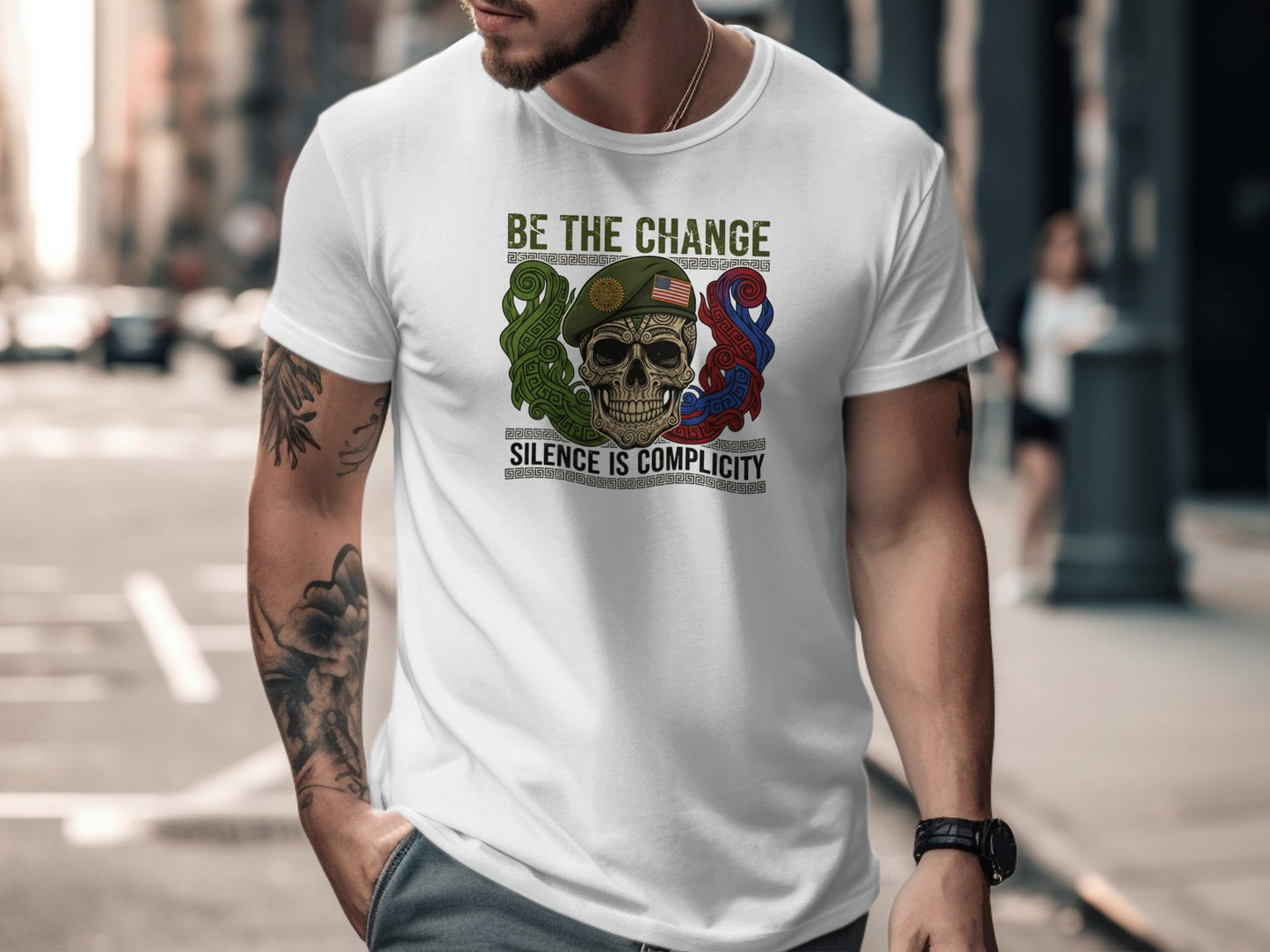 Be The Change Silence Is Complicity Skull Shirt
