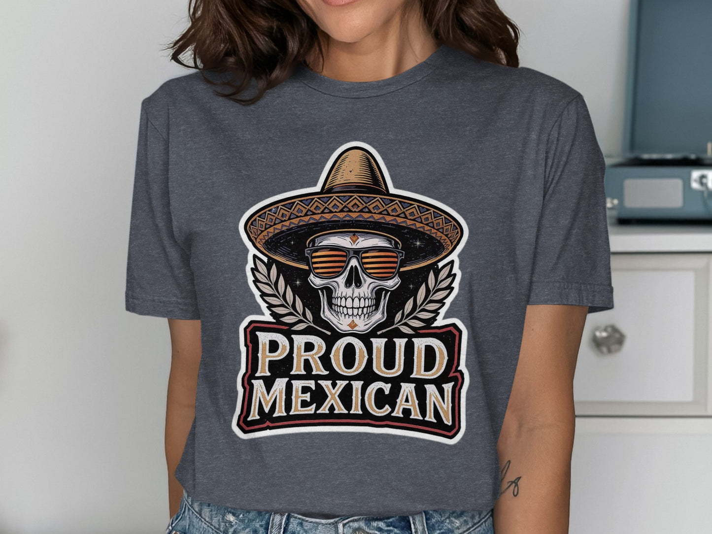 Proud Mexican Skull With Hat Graphic Tee product