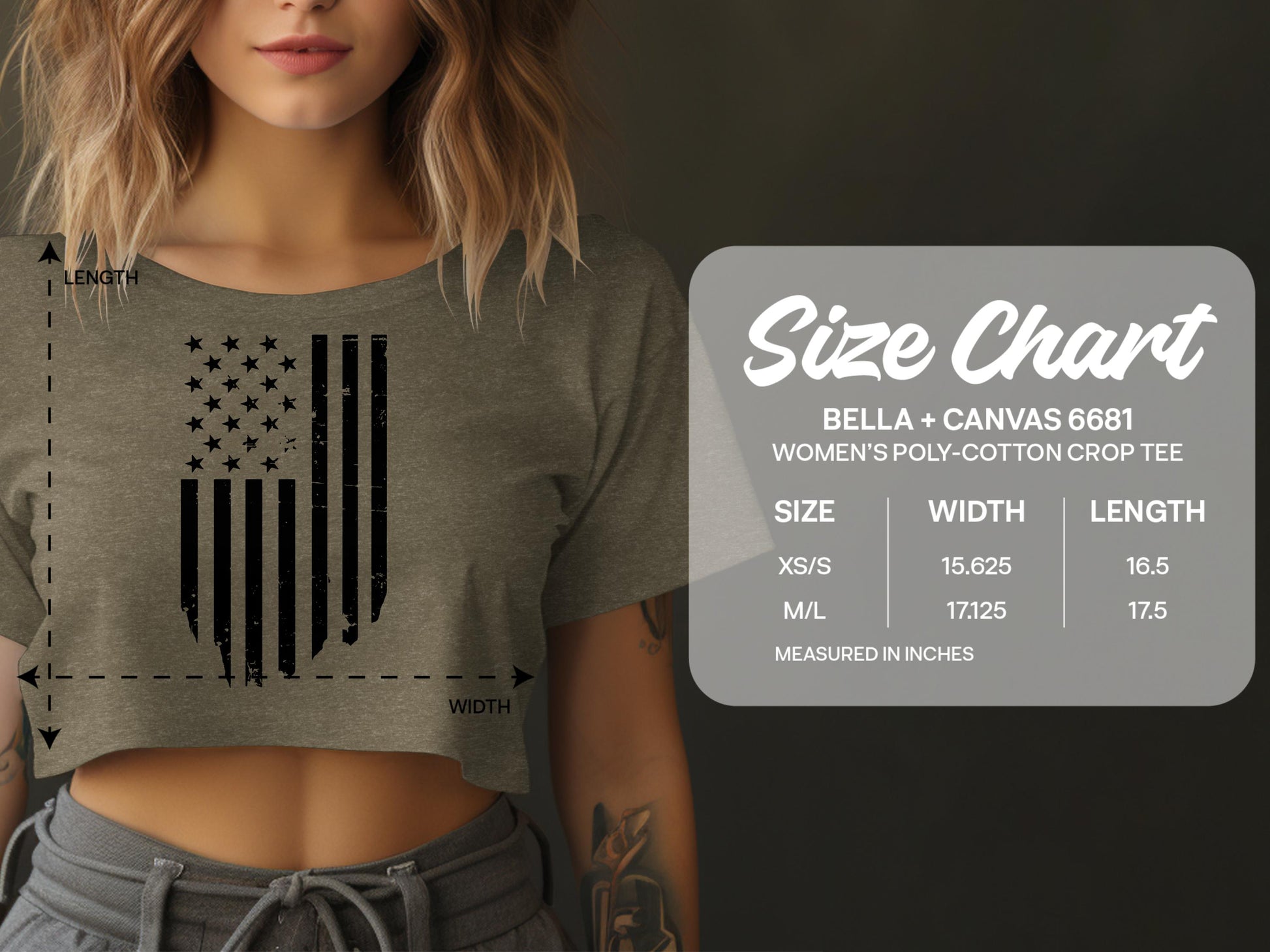 Women's Distressed American Flag Crop Tee product
