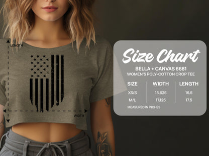 Women's Distressed American Flag Crop Tee product