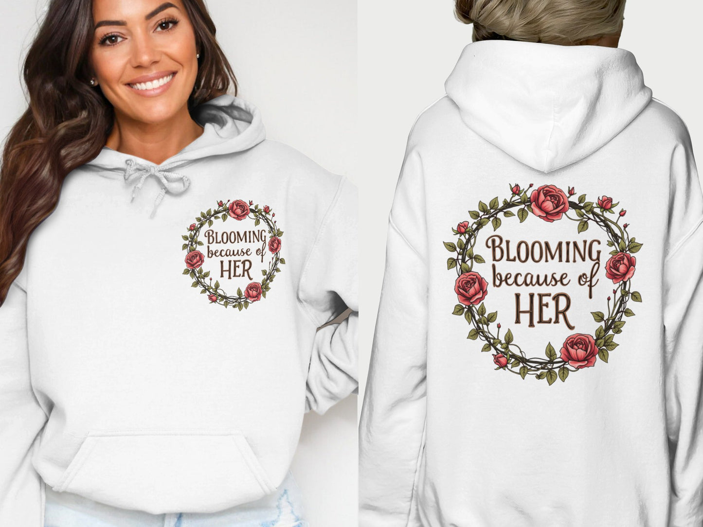 Blooming Because of Her Hoodie with Floral Design product