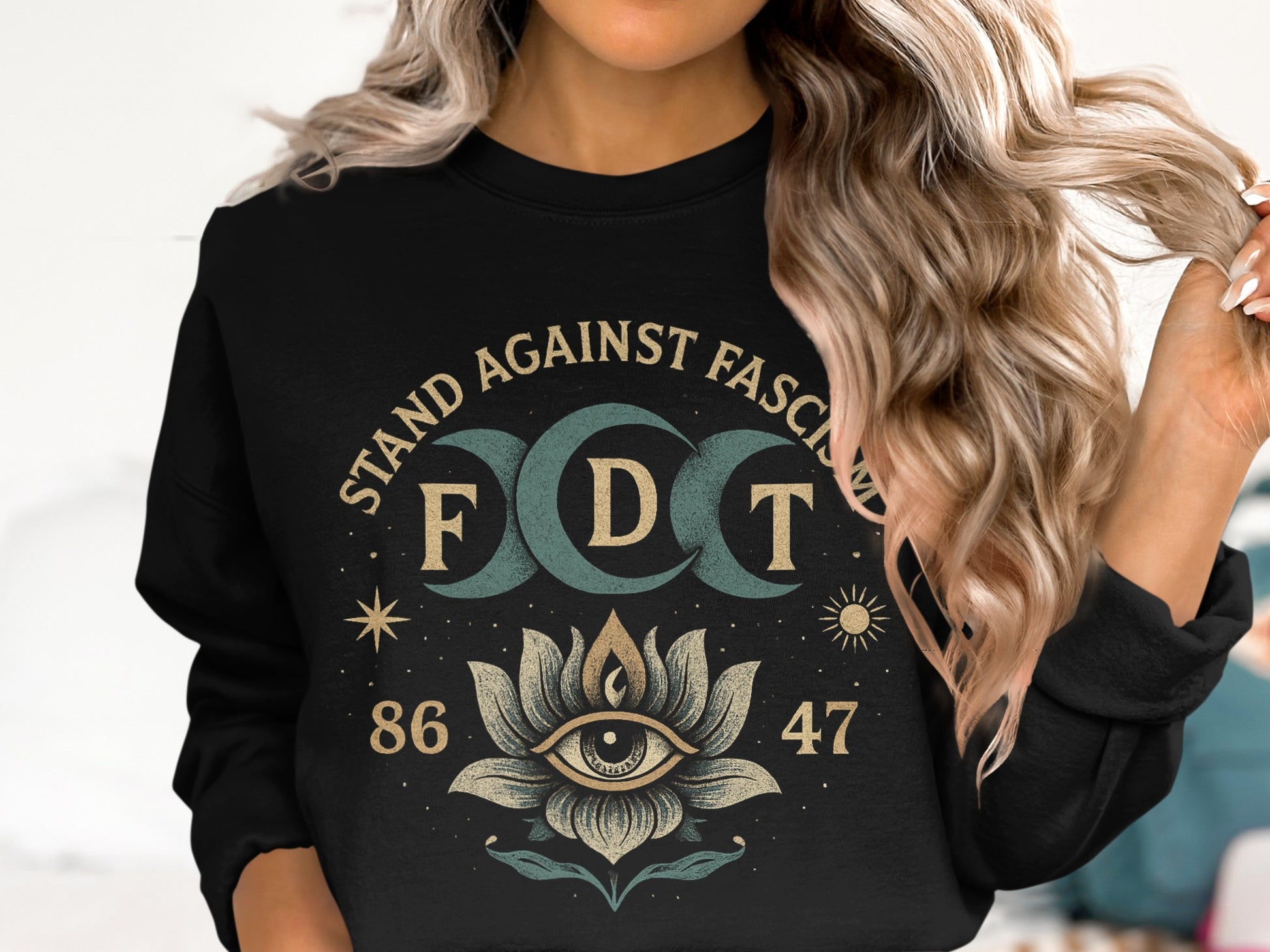 Stand Against Fascism Graphic Black Sweatshirt product type