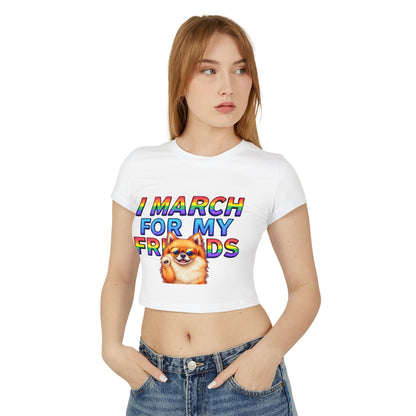 Pride Spirit Women's Baby Tee, LGBTQ+ Pride Shirt, Cute Graphic Tee, Unique Gift for Friends, Rainbow Marching T-Shirt, Fun Summer Top