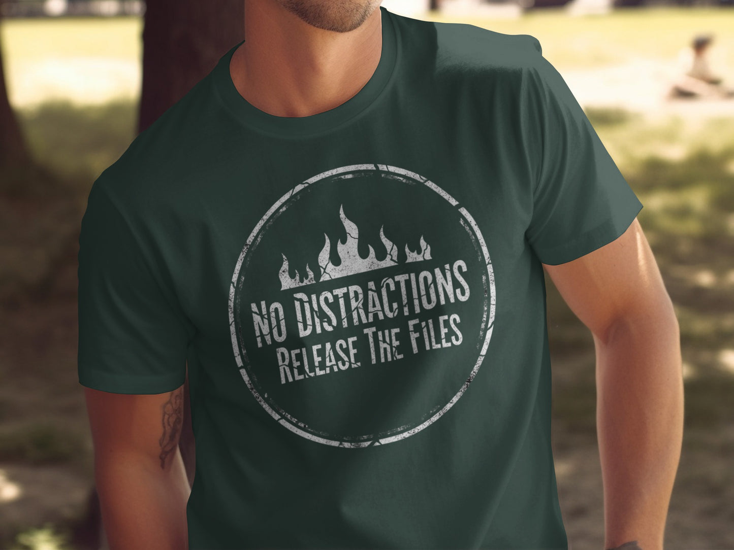 No Distractions Release The Files Graphic Tee