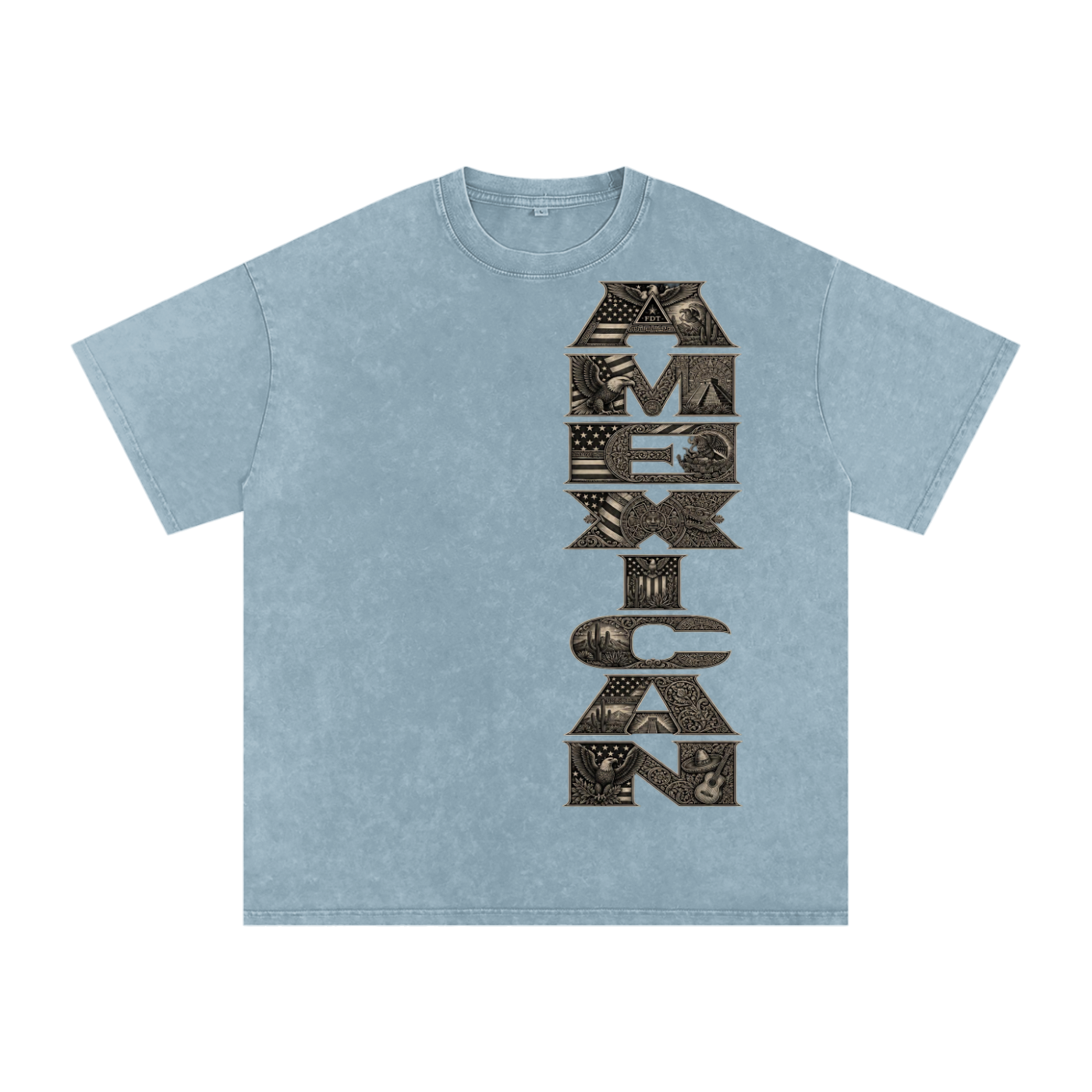 Amexican Pride Subtle FDT Design Snow Washed Oversized Cotton T-Shirt
