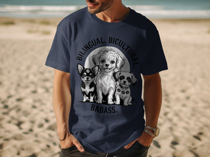Bilingual Bicultural Badass Text Dogs Graphic T-Shirt product