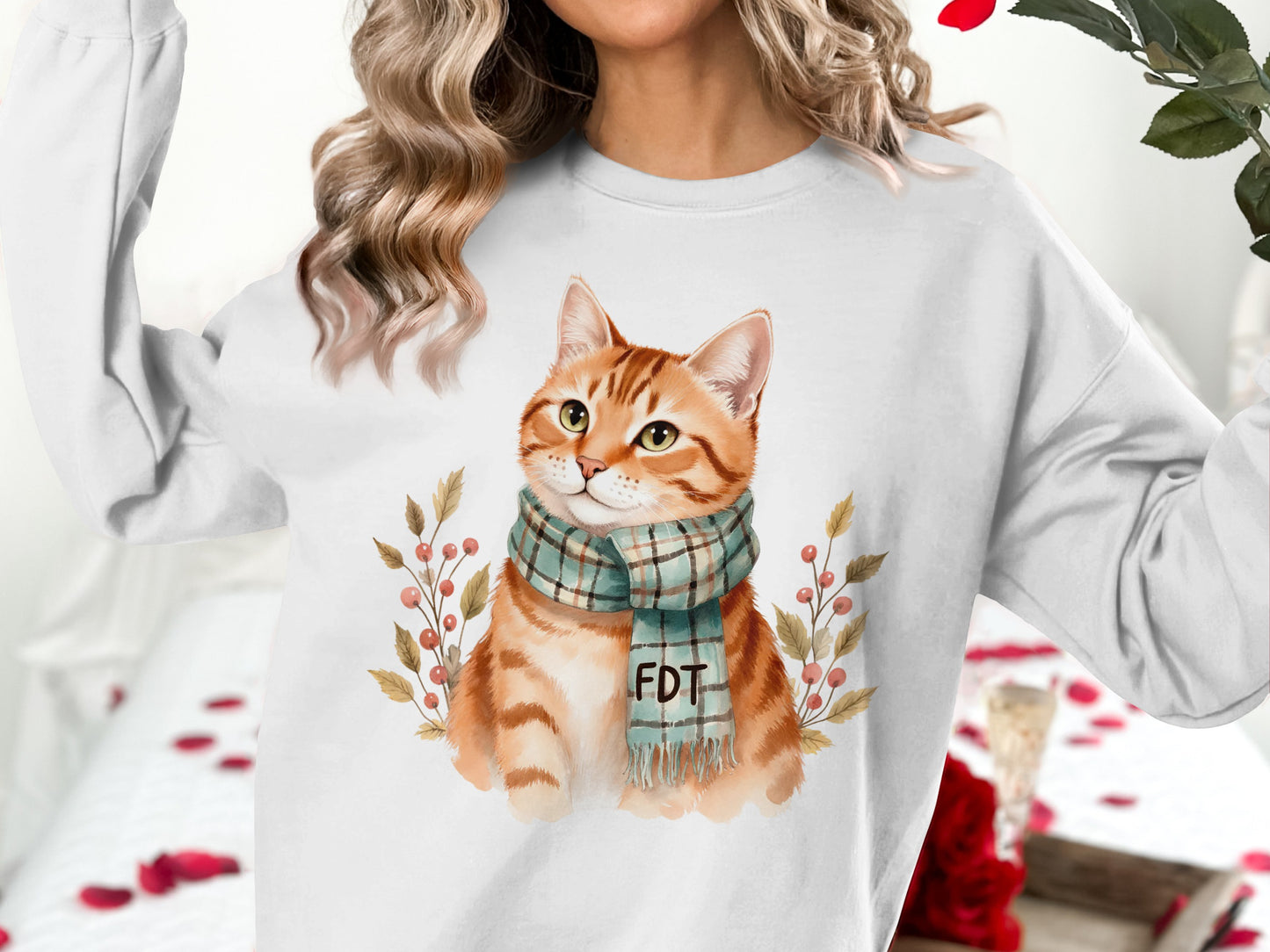 Cozy Cat Sweater with Adorable Scarf Design