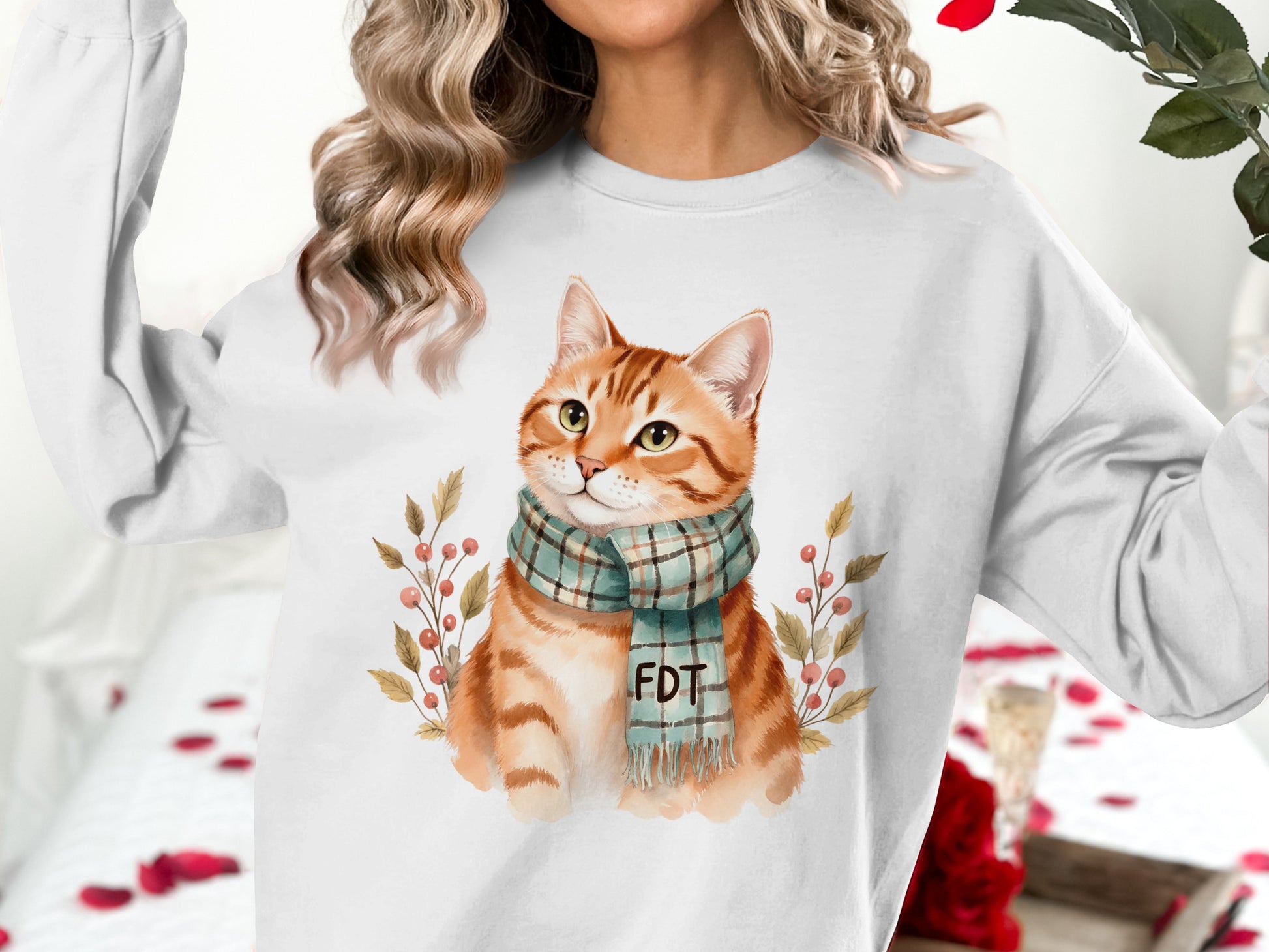 Cozy Cat Sweater with Adorable Scarf Design