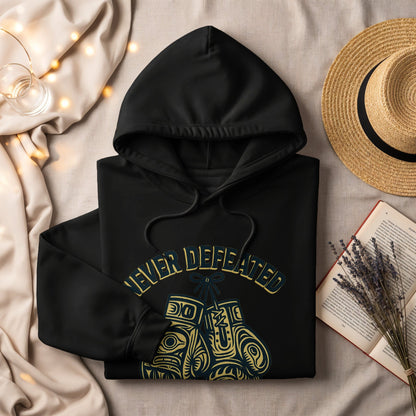 Never Defeated Boxing Gloves Black Hoodie product