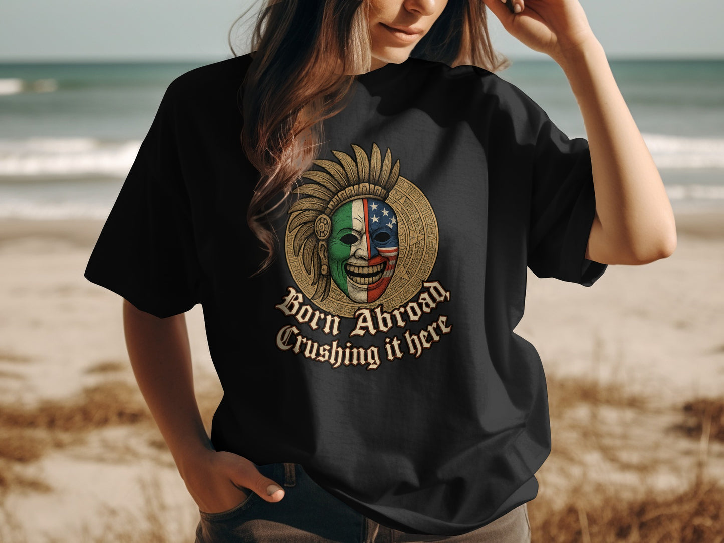 Born Abroad Crushing It Here Graphic T-shirt product type