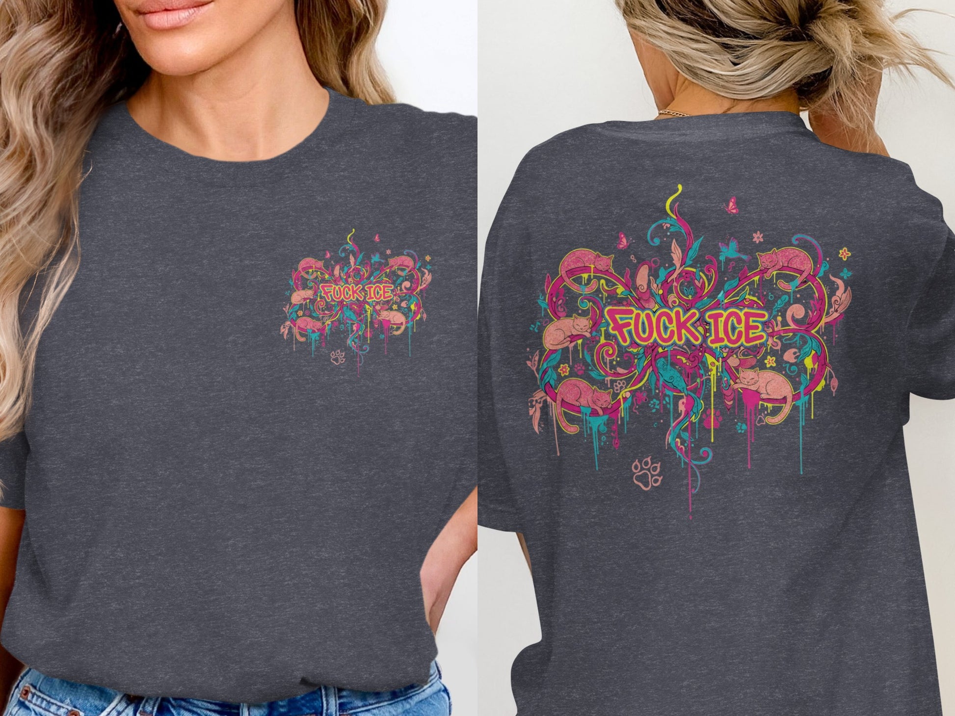 Graphic Tee with Vibrant Fuck ICE Design