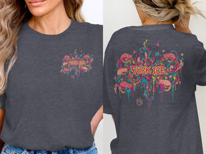 Graphic Tee with Vibrant Fuck ICE Design