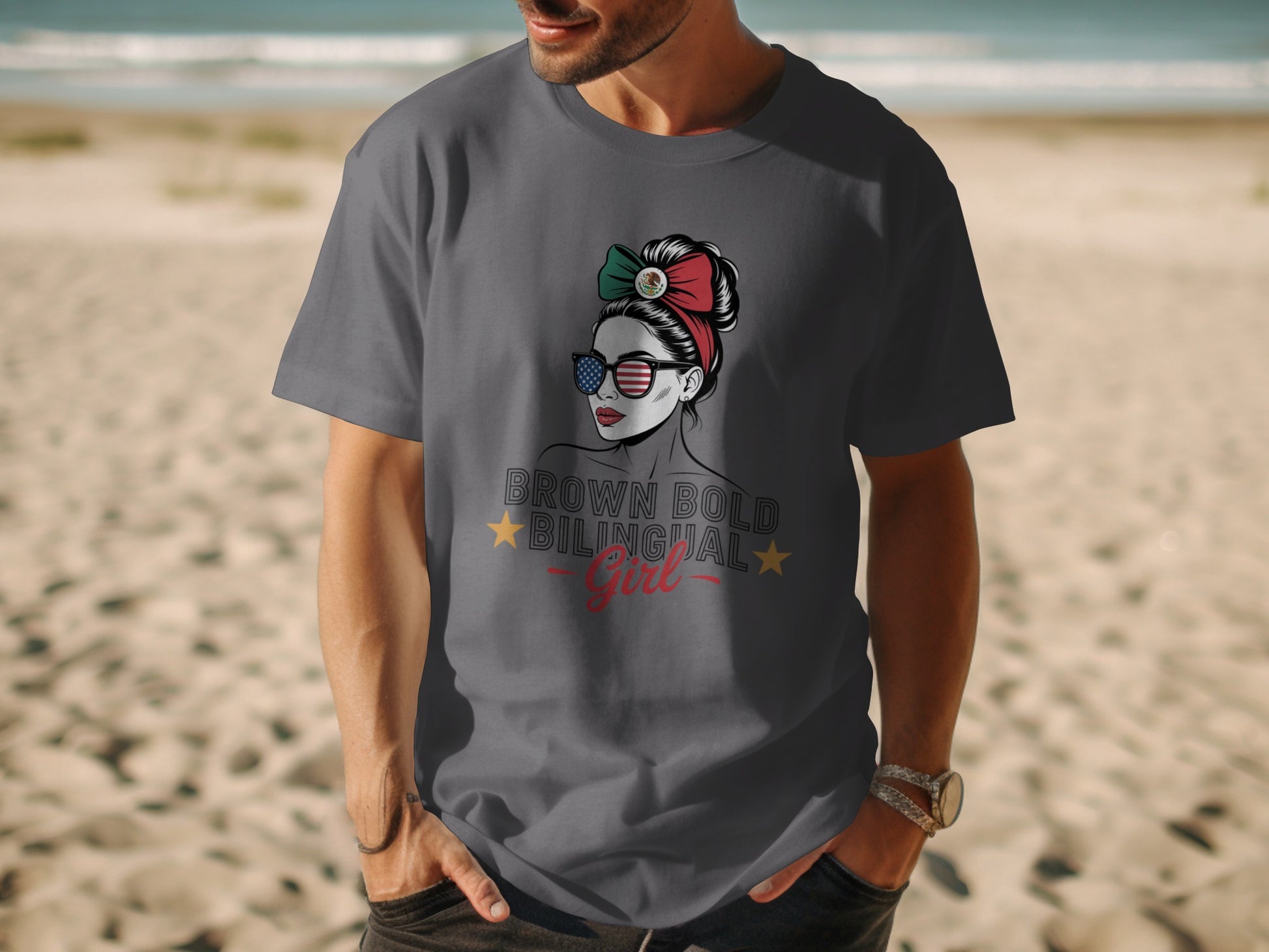 Brown Bold Bilingual Girl Graphic T-Shirt product