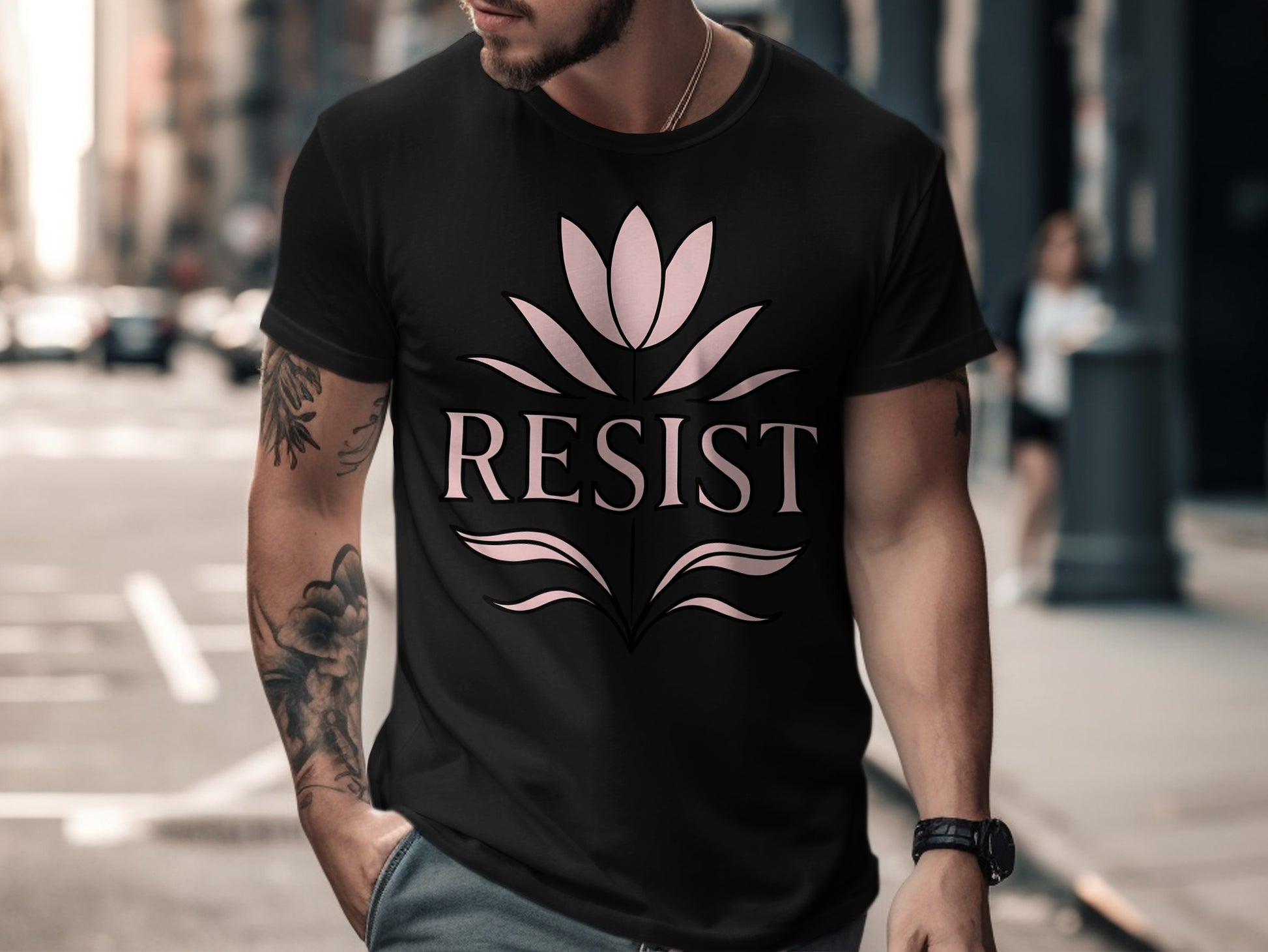 Resist Graphic Lotus Design Men's T-shirt product