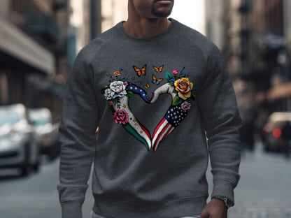 Heart Shaped Flags and Flowers Design Sweatshirt product