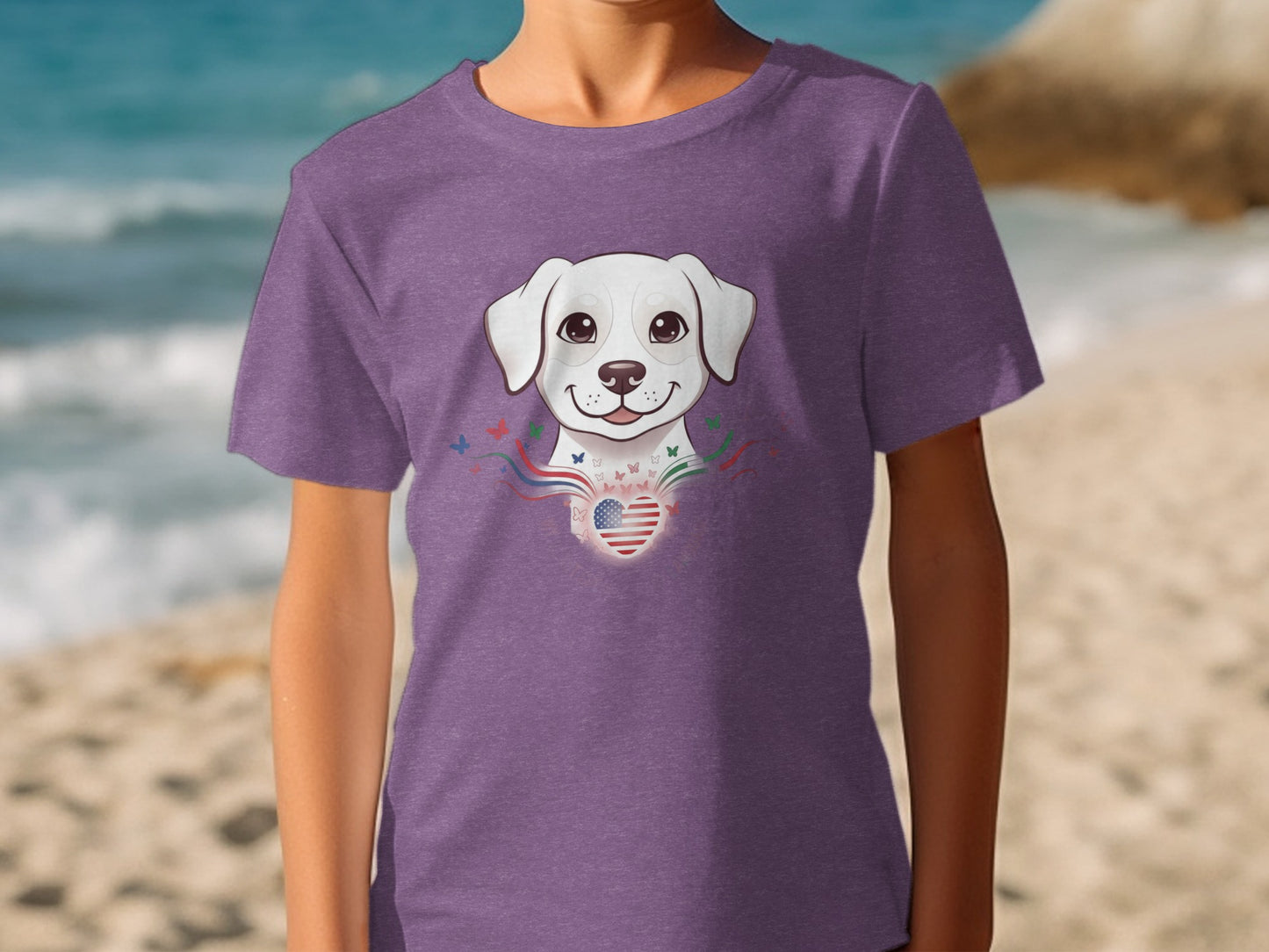 Cute Puppy Heart Flag Design Kids T-Shirt