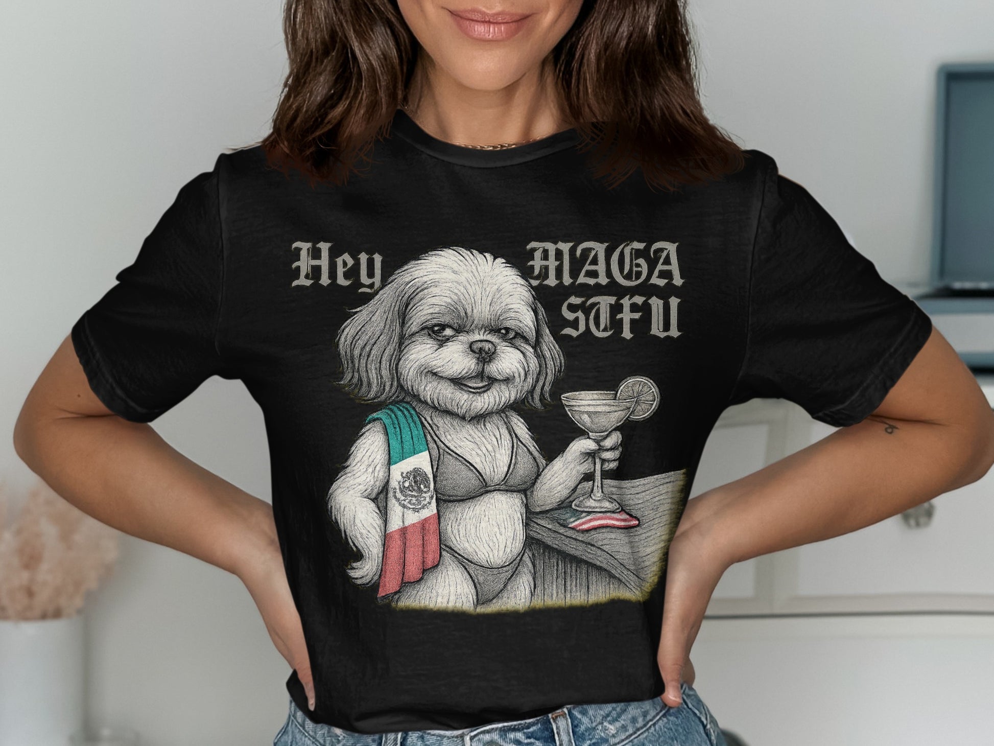 Funny Dog Graphic Tee with Quote Design product shirt