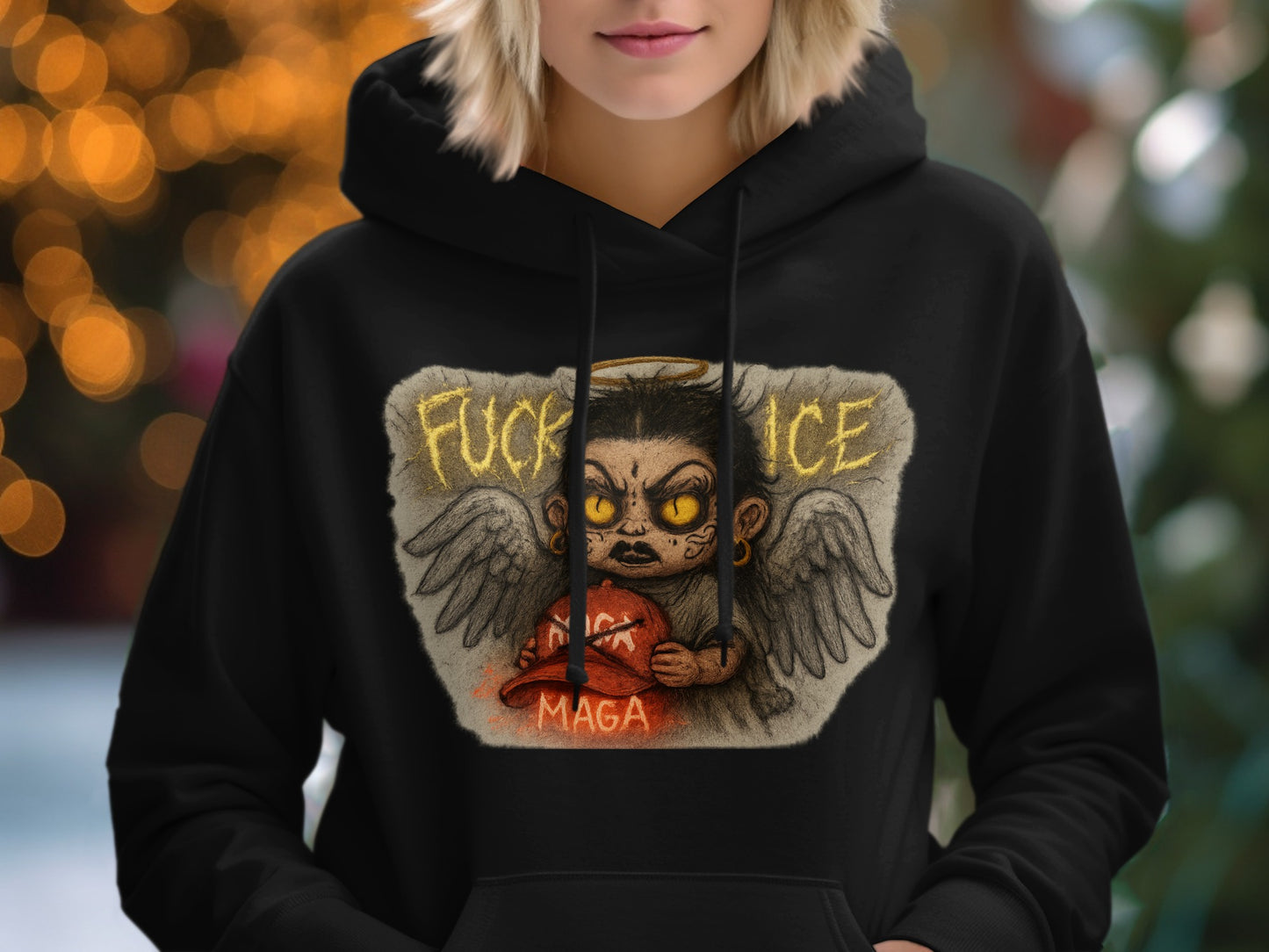Fuck Ice MAGA Devil Winged Demon Hoodie product