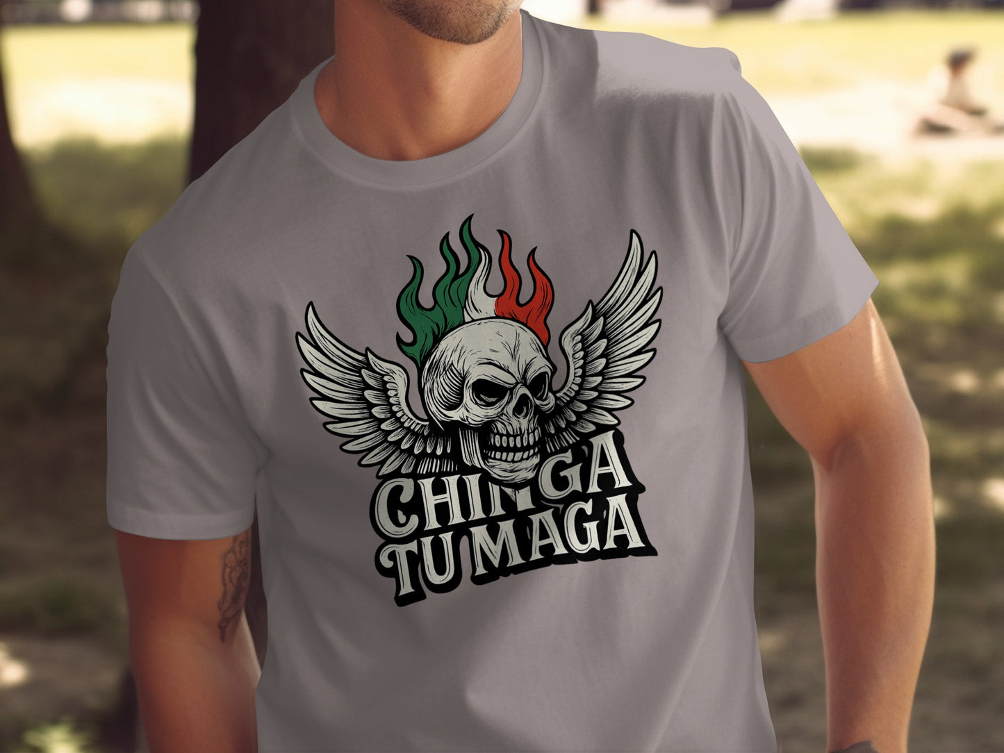 Skull With Wings Chinga Tu Maga Graphic Tee