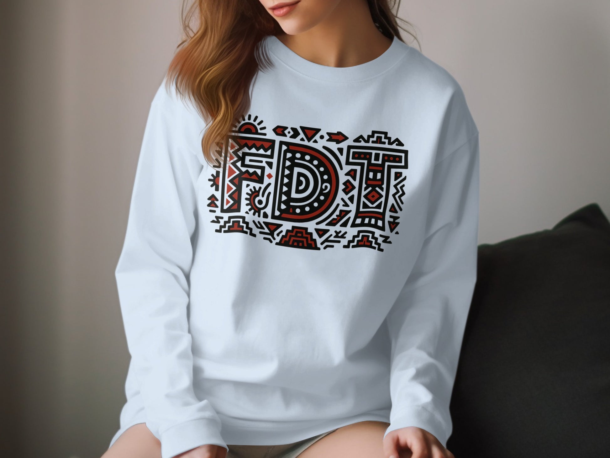 Stylish White Sweatshirt with Colorful FDT Design
