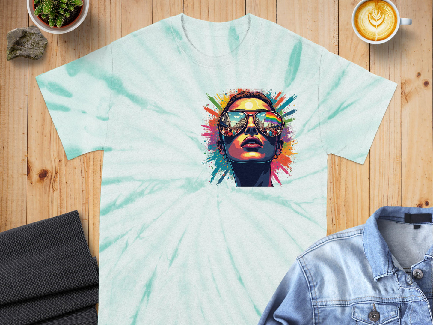 Vibrant Face with Sunglasses Tie Dye T-Shirt product type