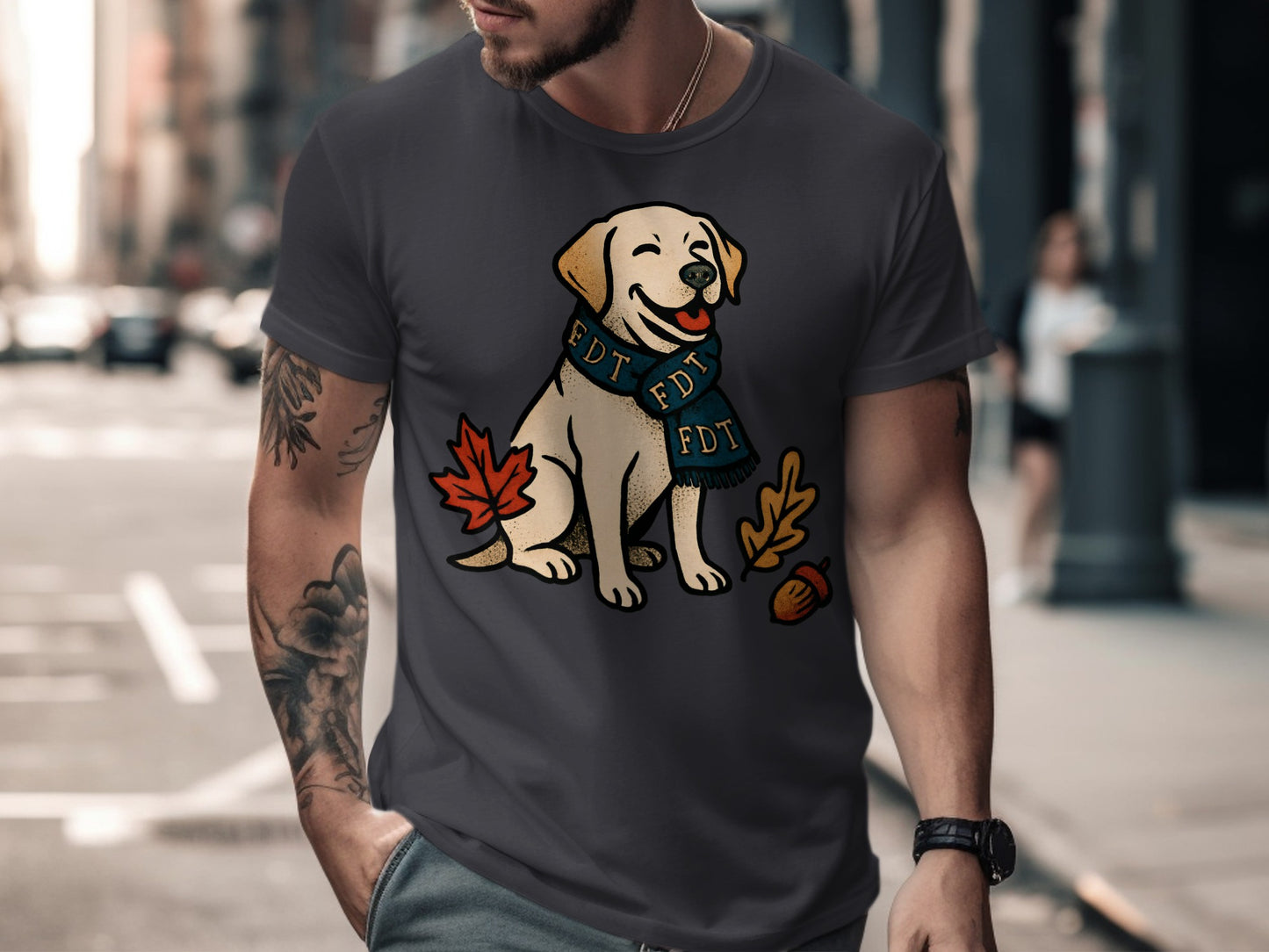 Cute Labrador Puppy with Leaves T-Shirt Product