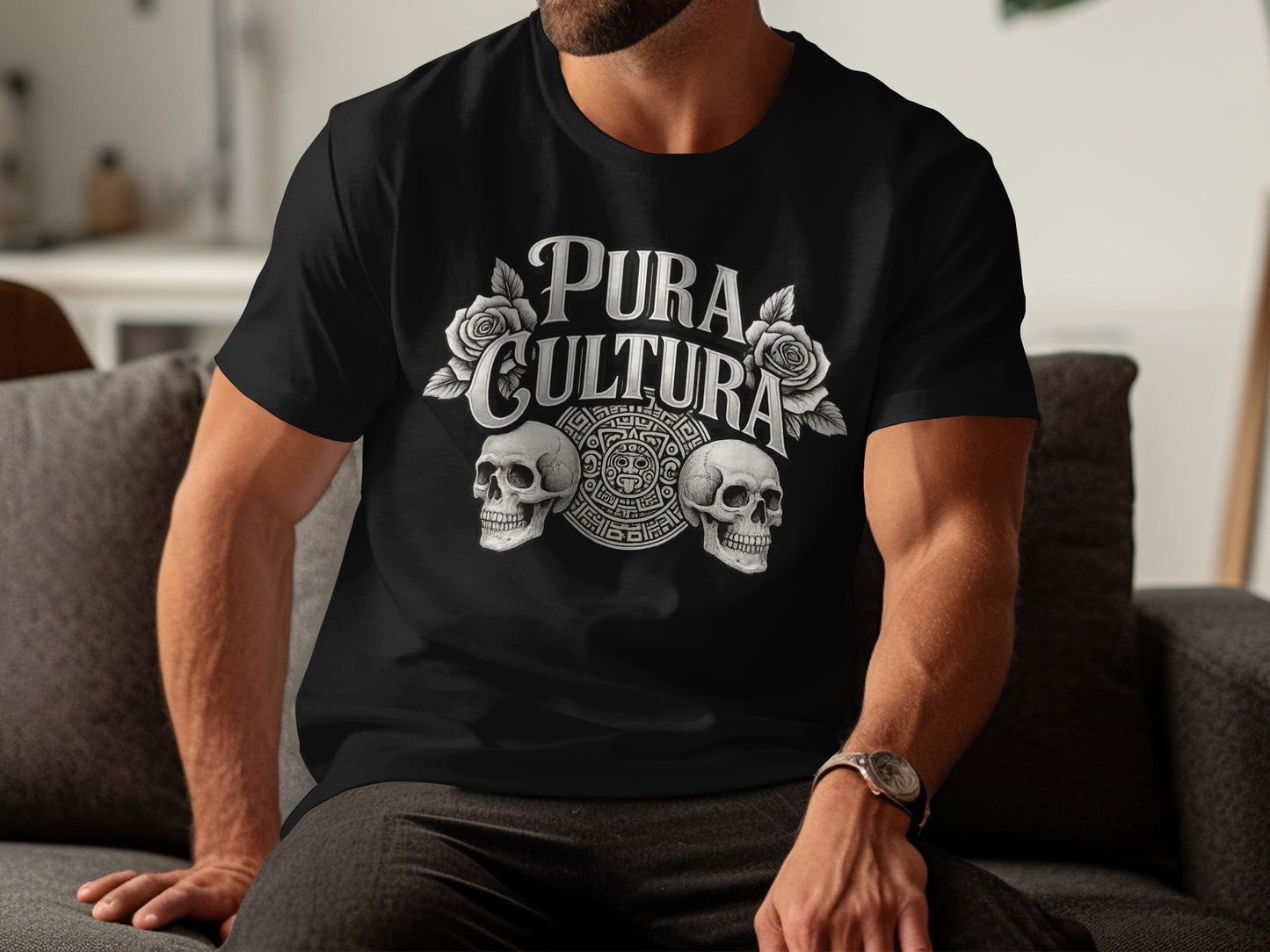 Pura Cultura Skull and Roses Men's Fashion T-shirt product
