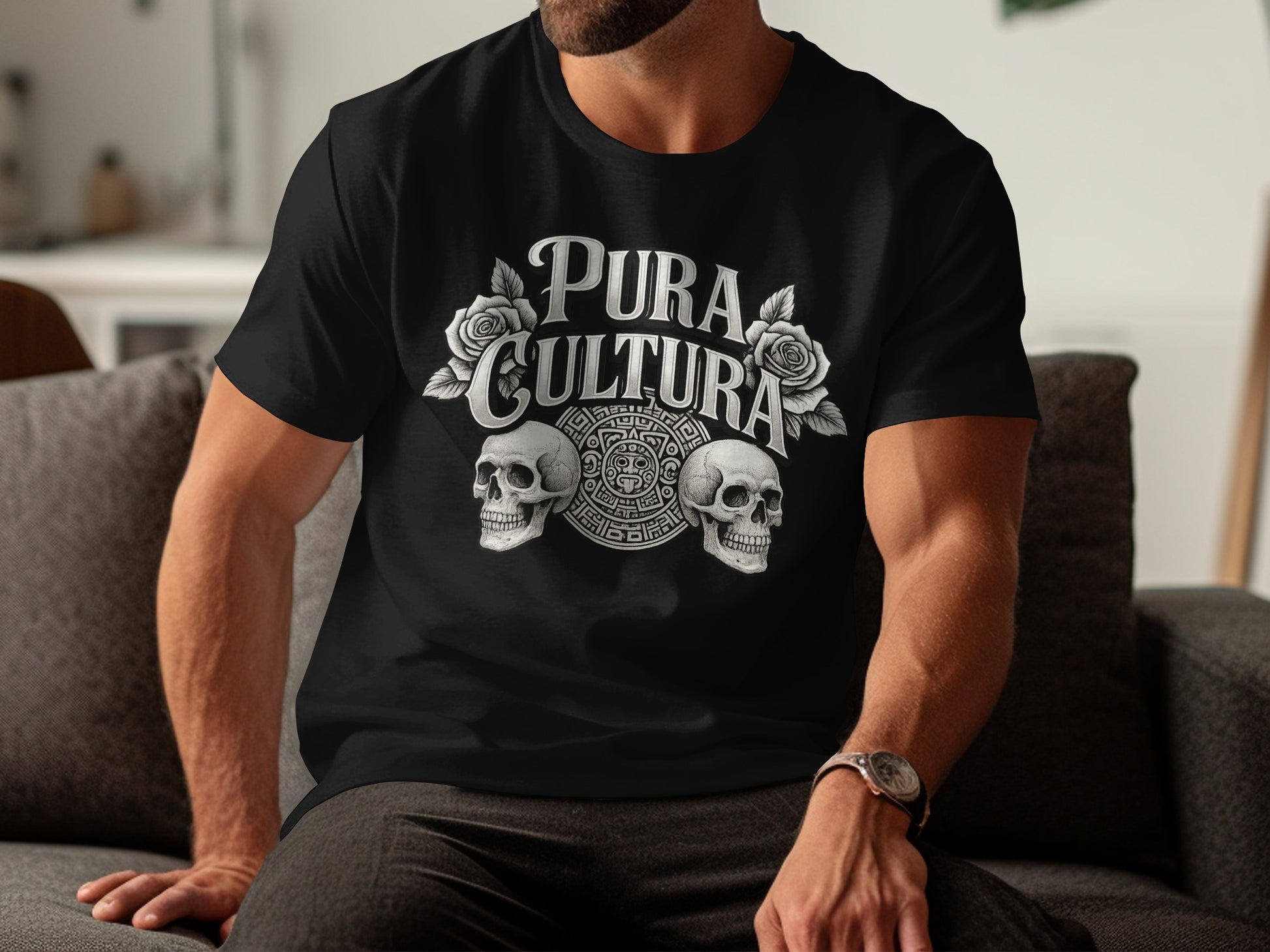 Pura Cultura Skull and Roses Men's Fashion T-shirt product