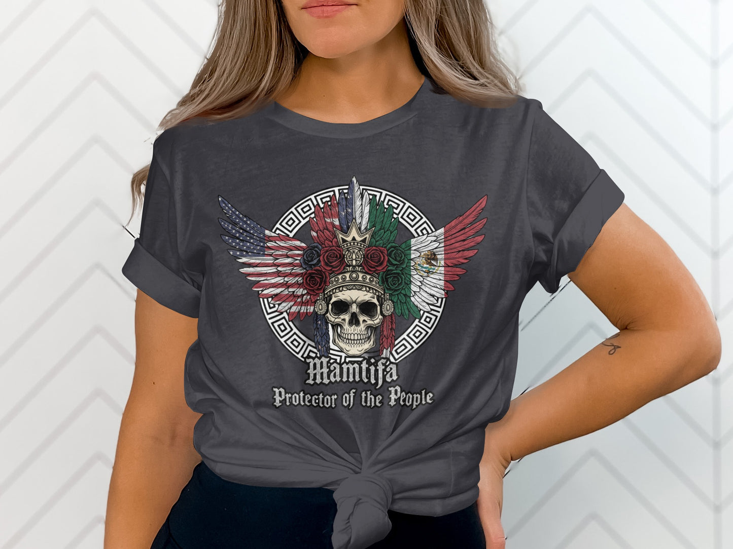 Protector of the People Skull Wings Graphic Shirt