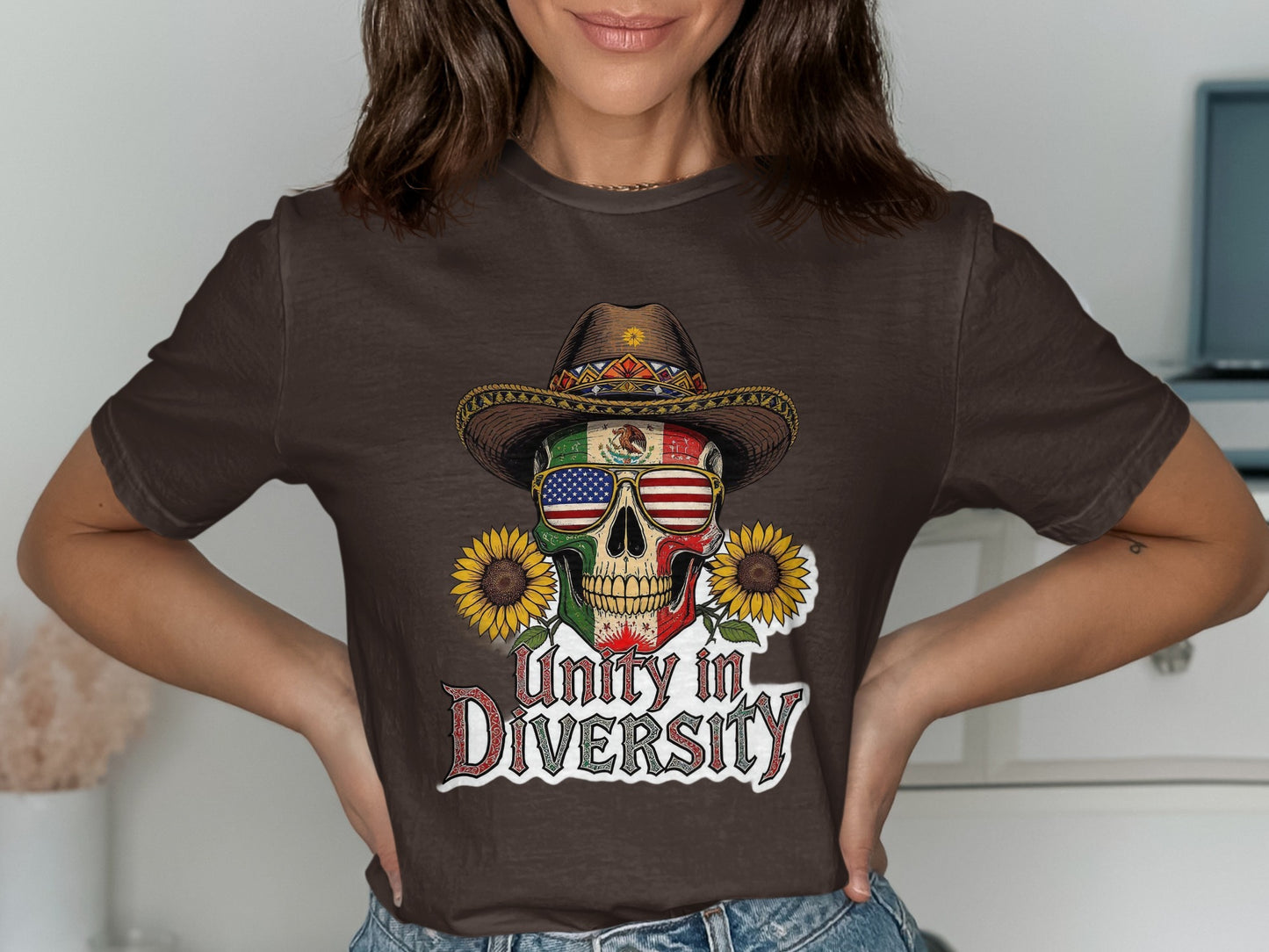 Unity in Diversity Sunflower Skull Graphic T-Shirt product
