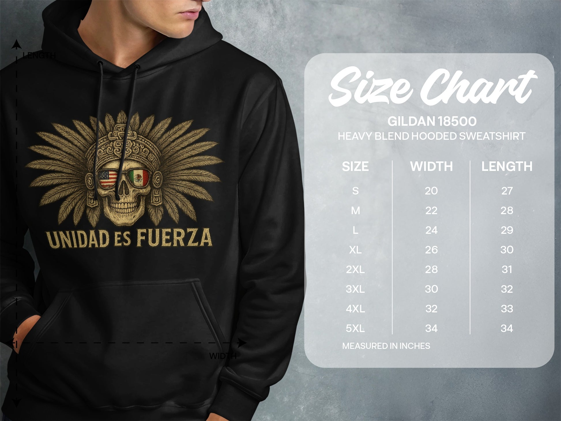 Unidad Es Fuerza Skull Feather Hooded Sweatshirt