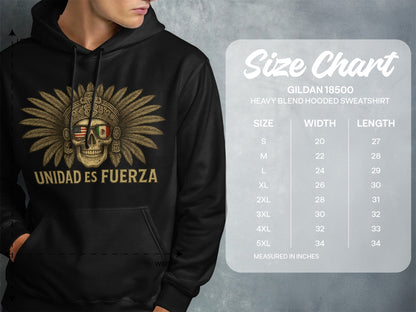 Unidad Es Fuerza Skull Feather Hooded Sweatshirt