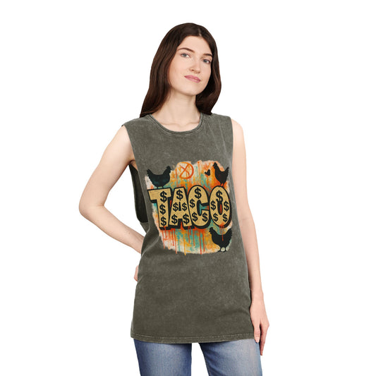 Trendy Stonewash Tank Top for Casual Vibes, Unisex Summer Tee, Graphic Muscle Shirt, Festival Wear, Beachwear, Gift Idea