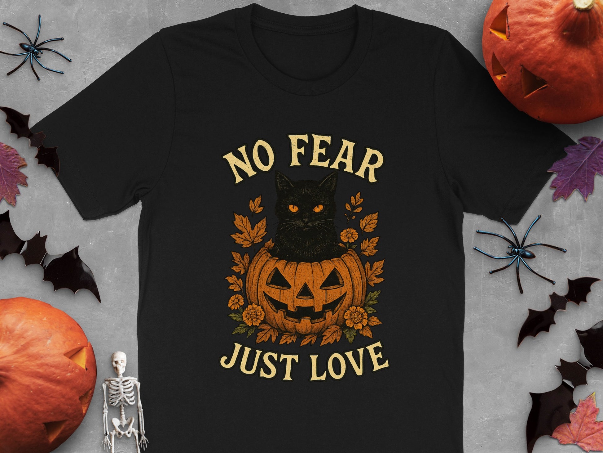 Halloween Cat No Fear Just Love T-shirt product type