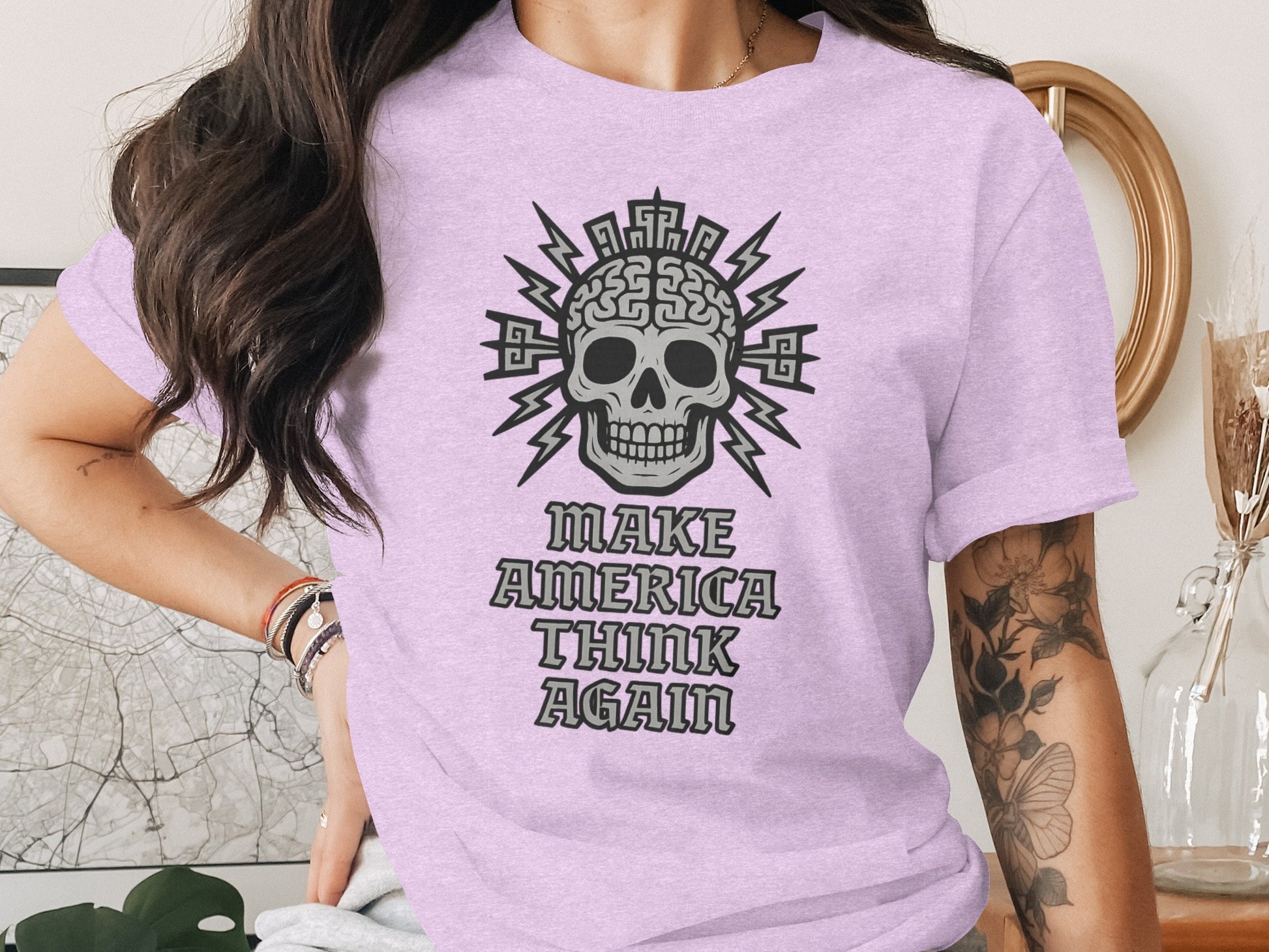 Make America Think Again Skull Graphic T-Shirt