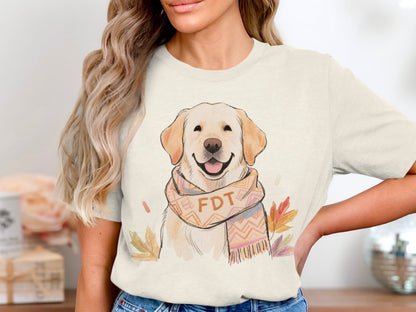 Cute Smiling Dog with Scarf Graphic Shirt