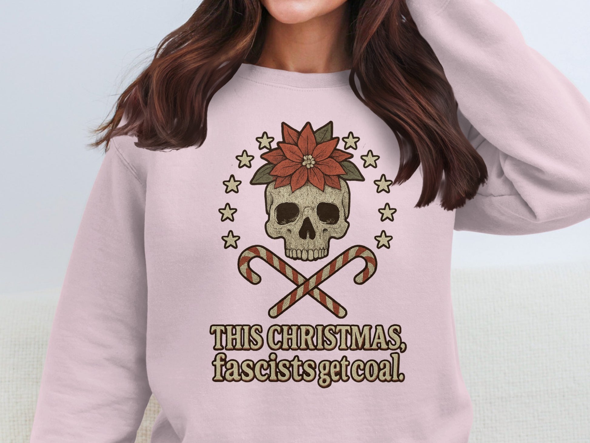 This Christmas Fascists Get Coal Skull Sweatshirt