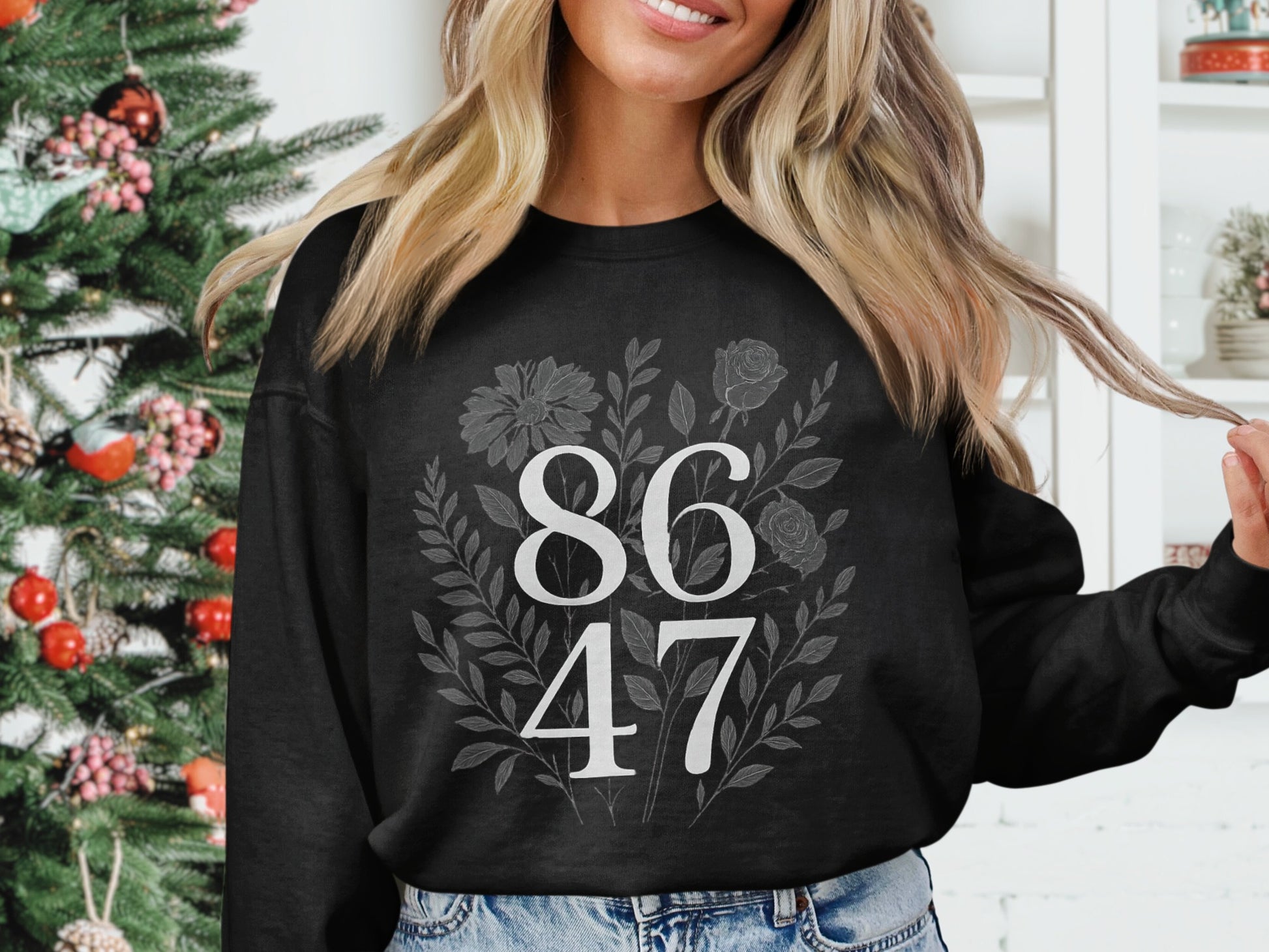 Floral Number Graphic Print Long Sleeve Shirt Product