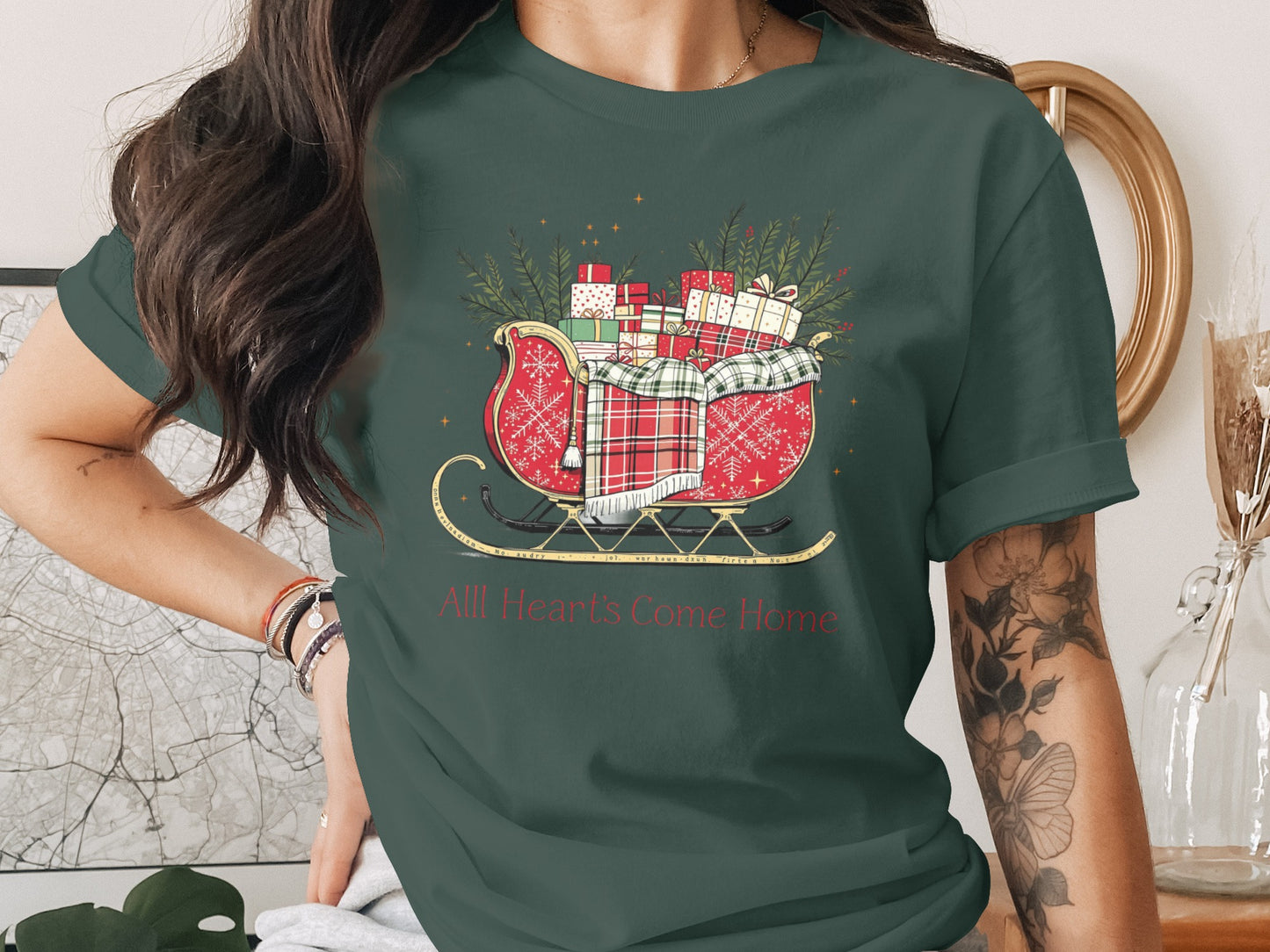 All Hearts Come Home Christmas Sleigh T-Shirt