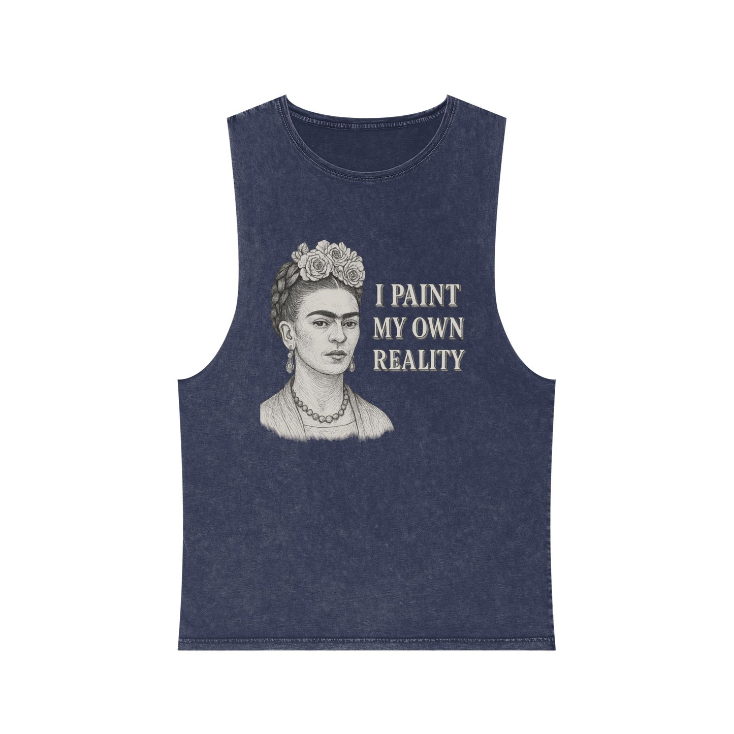 Frida Kahlo Inspirational Stonewash Tank Top, Unisex Graphic Muscle Shirt, Art Lover Gift, Bohemian Summer Top, Creative Reality Apparel