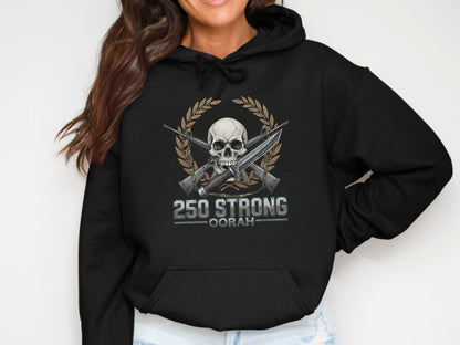250 Strong Oorah Skull Graphic Hoodie for Sale