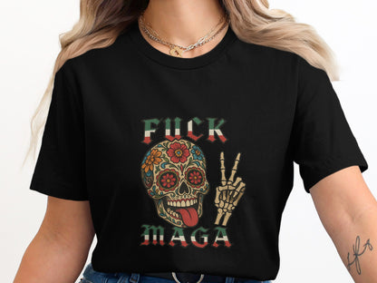 Colorful Skull with Peace Sign Graphic Tee product